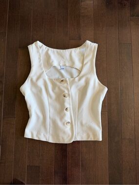 twik Cream Button-Front Square Neck Camisole
